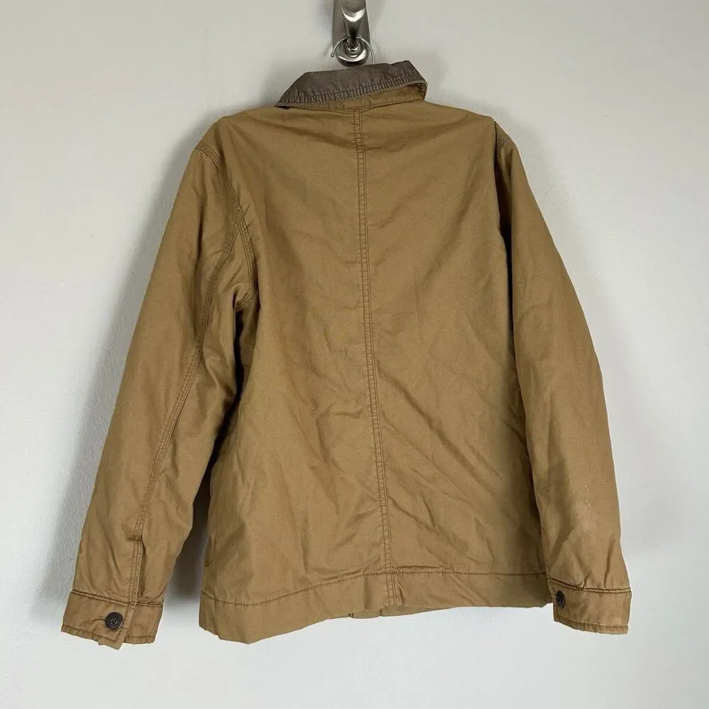 Oshkosh Boy's 10 Chore Coat Corduroy Collar Quilted Lined Tan Canvas Barn Jacket